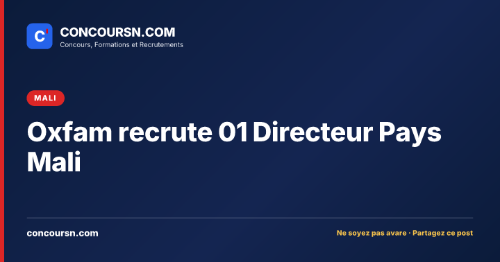 Illustration de l’article : Oxfam recrute 01 Directeur Pays Mali