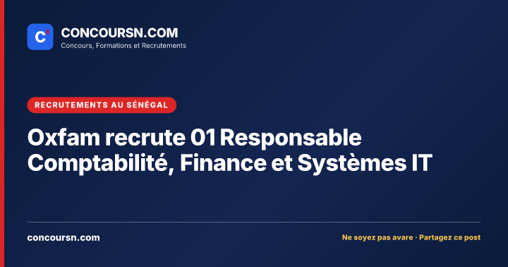Illustration de l’article : Oxfam recrute 01 Responsable Comptabilité, Finance et Systèmes IT