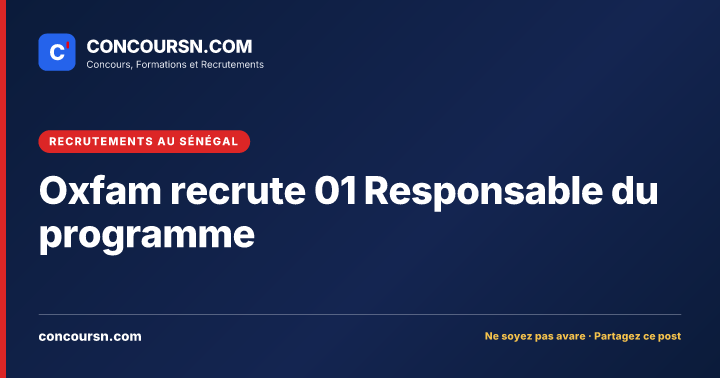Illustration de l’article : Oxfam recrute 01 Responsable du programme