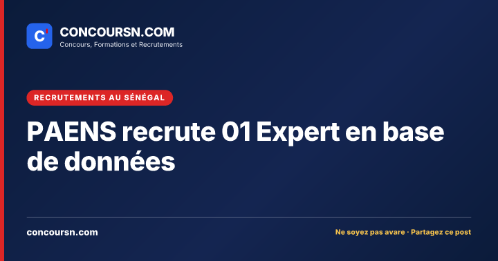 Illustration de l’article : PAENS recrute 01 Expert en base de données