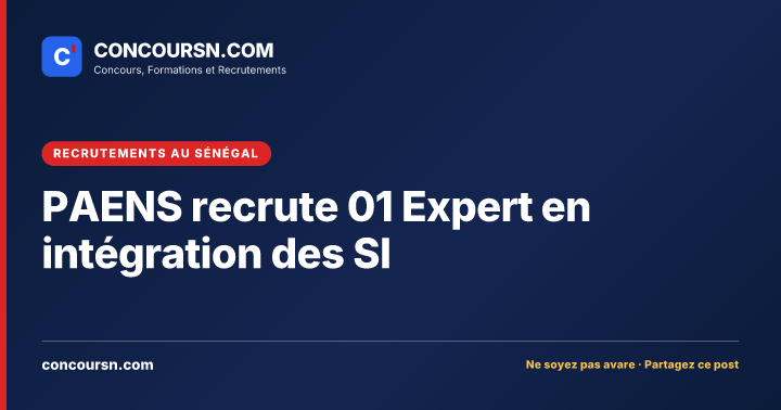 Illustration de l’article : PAENS recrute 01 Expert en intégration des SI