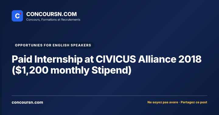 Illustration de l’article : Paid Internship at CIVICUS Alliance 2018 ($1,200 monthly Stipend)