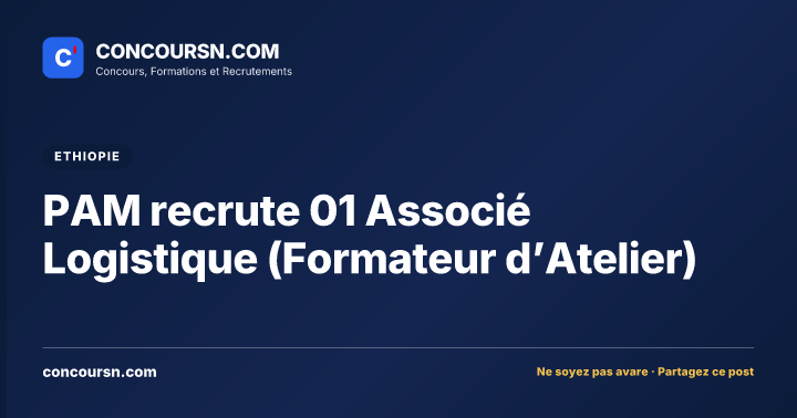 Illustration de l’article : PAM recrute 01 Associé Logistique (Formateur d’Atelier)