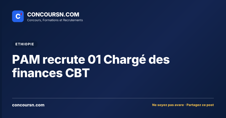 Illustration de l’article : PAM recrute 01 Chargé des finances CBT