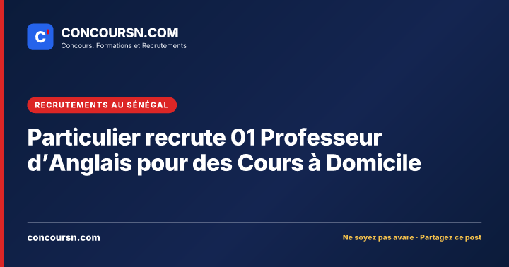 Illustration de l’article : Particulier recrute 01 Professeur d’Anglais pour des Cours à Domicile