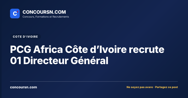 Illustration de l’article : PCG Africa Côte d’Ivoire recrute 01 Directeur Général