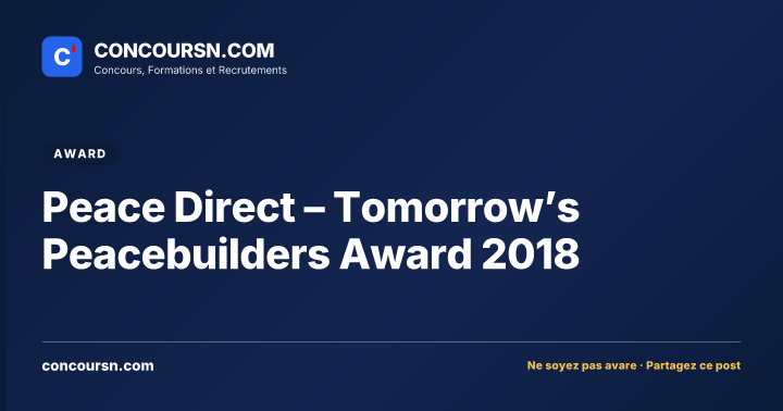 Illustration de l’article : Peace Direct – Tomorrow’s Peacebuilders Award 2018