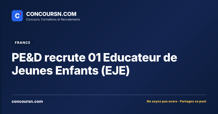 Illustration de l’article : PE&D recrute 01 Educateur de Jeunes Enfants (EJE)