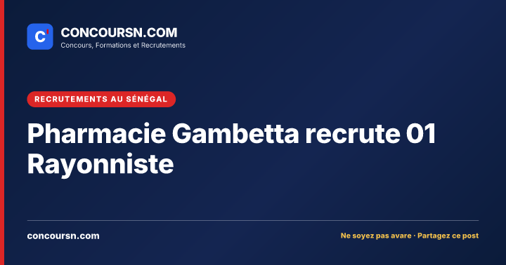 Illustration de l’article : Pharmacie Gambetta recrute 01 Rayonniste