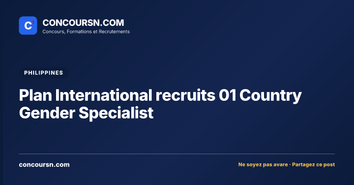 Illustration de l’article : Plan International recruits 01 Country Gender Specialist