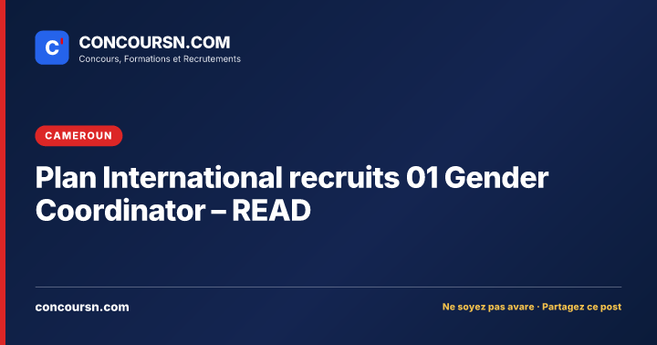 Illustration de l’article : Plan International recruits 01 Gender Coordinator – READ