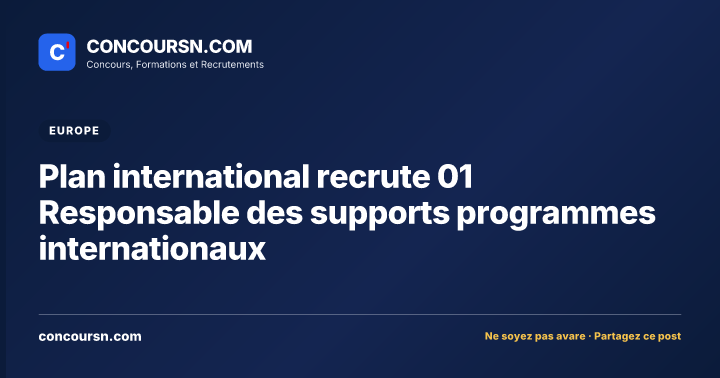 Illustration de l’article : Plan international recrute 01 Responsable des supports programmes internationaux
