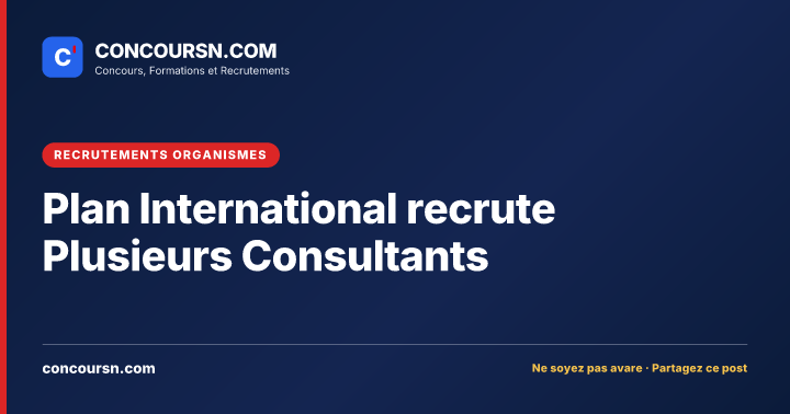 Illustration de l’article : Plan International recrute Plusieurs Consultants