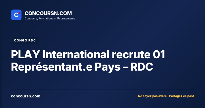 Illustration de l’article : PLAY International recrute 01 Représentant.e Pays – RDC