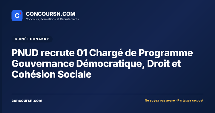 Illustration de l’article : PNUD recrute 01 Chargé de Programme Gouvernance Démocratique, Droit et Cohésion Sociale