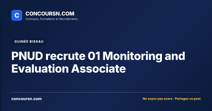 PNUD recrute 01 Monitoring and Evaluation Associate