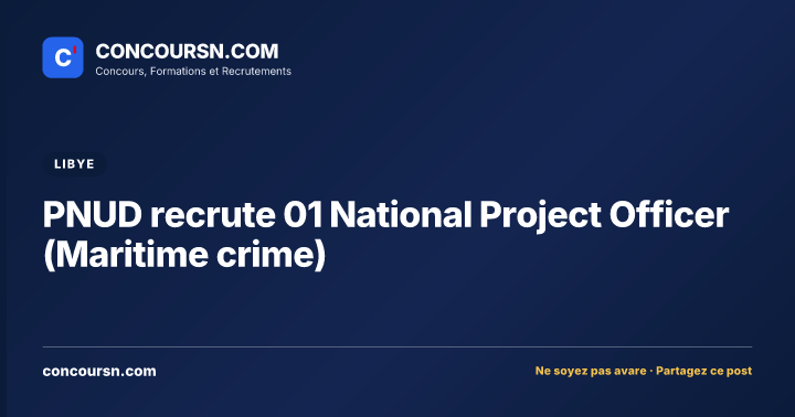 Illustration de l’article : PNUD recrute 01 National Project Officer (Maritime crime)