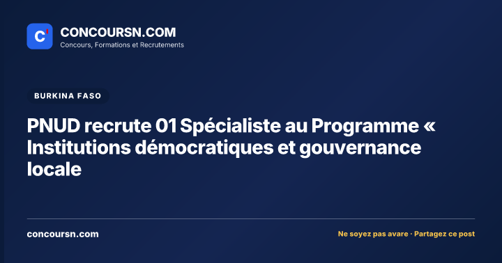 Illustration de l’article : PNUD recrute 01 Spécialiste au Programme « Institutions démocratiques et gouvernance locale