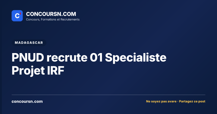 Illustration de l’article : PNUD recrute 01 Specialiste Projet IRF