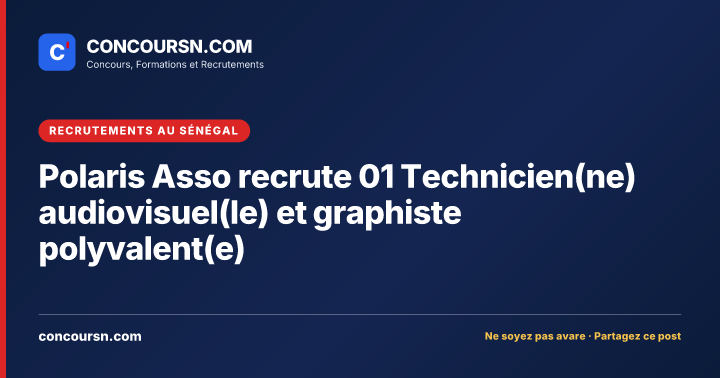 Illustration de l’article : Polaris Asso recrute 01 Technicien(ne) audiovisuel(le) et graphiste polyvalent(e)