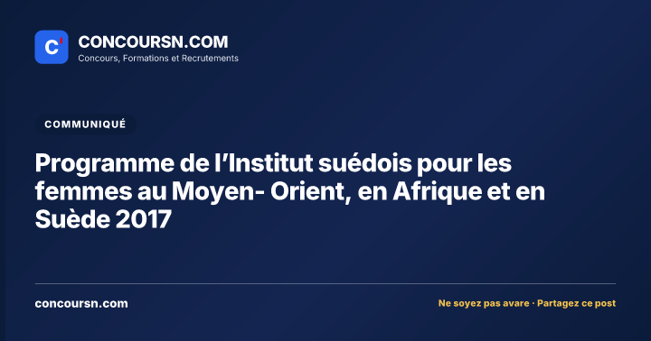 Programme de l’Institut suédois pour les femmes au Moyen- Orient, en Afrique et en Suède 2017