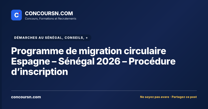 Illustration de l’article : Programme de migration circulaire Espagne – Sénégal 2026 – Procédure d’inscription