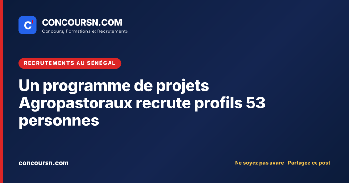 Illustration de l’article : Un programme de projets Agropastoraux recrute profils 53 personnes