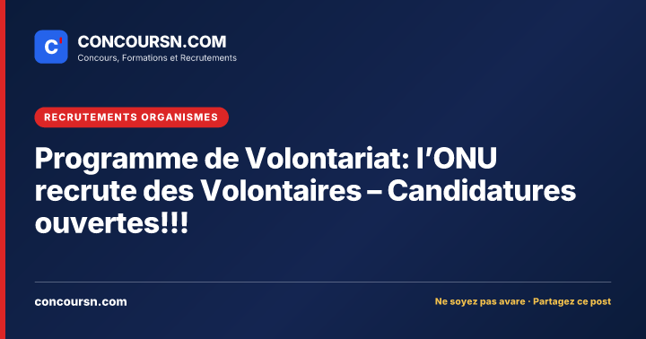 Illustration de l’article : Programme de Volontariat: l’ONU recrute des Volontaires – Candidatures ouvertes!!!