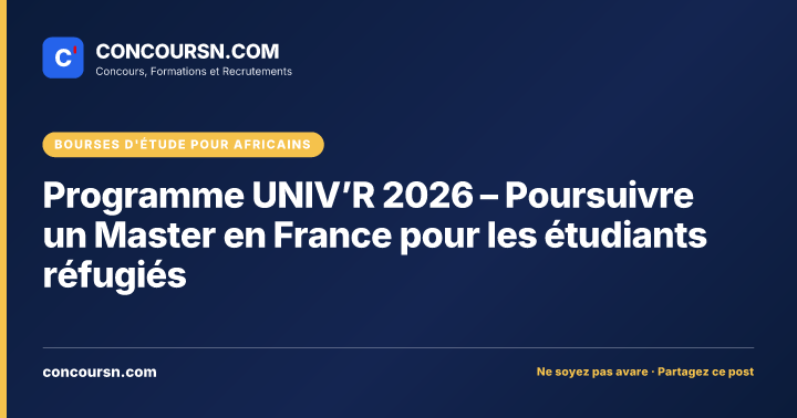 Illustration de l’article : Programme UNIV’R 2026 – Poursuivre un Master en France pour les étudiants réfugiés