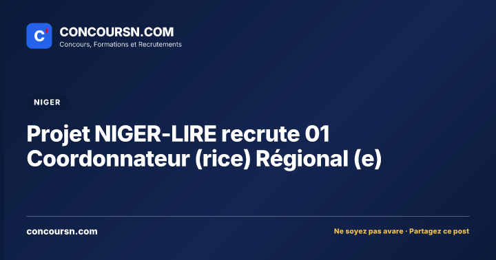 Illustration de l’article : Projet NIGER-LIRE recrute 01 Coordonnateur (rice) Régional (e)