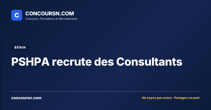 Illustration de l’article : PSHPA recrute des Consultants