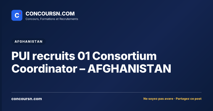 Illustration de l’article : PUI recruits 01 Consortium Coordinator – AFGHANISTAN