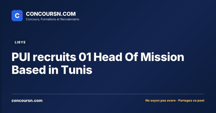 PUI recruits 01 Head Of Mission Based in Tunis