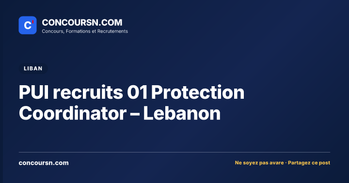 Illustration de l’article : PUI recruits 01 Protection Coordinator – Lebanon