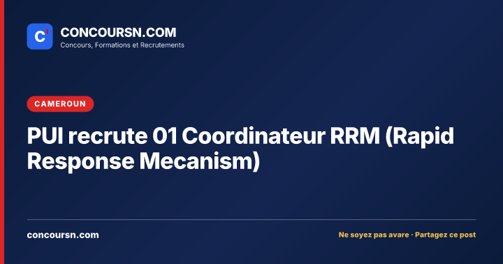 Illustration de l’article : PUI recrute 01 Coordinateur RRM (Rapid Response Mecanism)