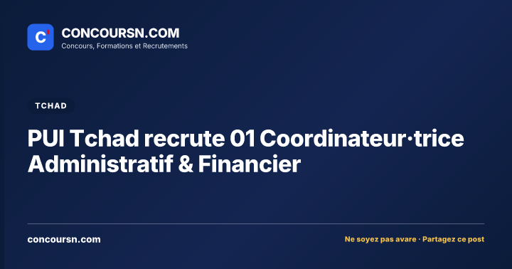 Illustration de l’article : PUI Tchad recrute 01 Coordinateur·trice Administratif & Financier