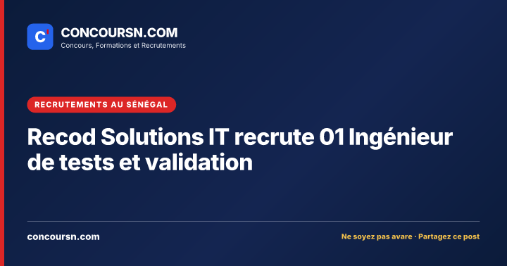 Illustration de l’article : Recod Solutions IT recrute 01 Ingénieur de tests et validation