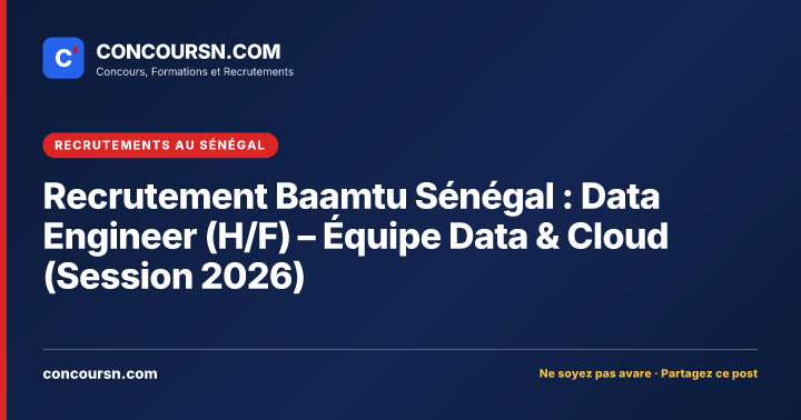 Illustration de l’article : Recrutement Baamtu Sénégal : Data Engineer (H/F) – Équipe Data & Cloud (Session 2026)