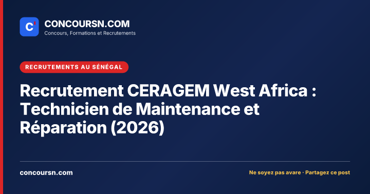 Illustration de l’article : Recrutement CERAGEM West Africa : Technicien de Maintenance et Réparation (2026)