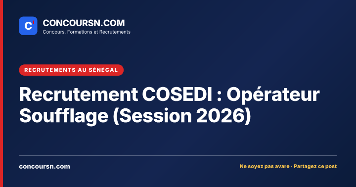 Illustration de l’article : Recrutement COSEDI : Opérateur Soufflage (Session 2026)