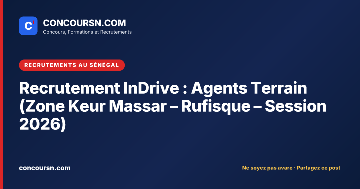 Illustration de l’article : Recrutement InDrive : Agents Terrain (Zone Keur Massar – Rufisque – Session 2026)
