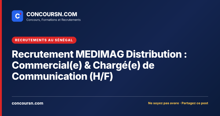 Illustration de l’article : Recrutement MEDIMAG Distribution : Commercial(e) & Chargé(e) de Communication (H/F)
