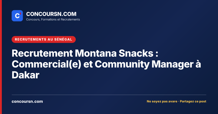 Illustration de l’article : Recrutement Montana Snacks : Commercial(e) et Community Manager à Dakar