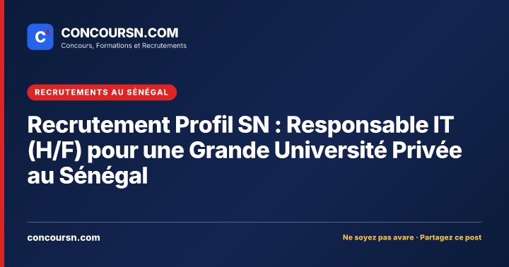 Illustration de l’article : Recrutement Profil SN : Responsable IT (H/F) pour une Grande Université Privée au Sénégal