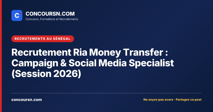 Illustration de l’article : Recrutement Ria Money Transfer : Campaign & Social Media Specialist (Session 2026)