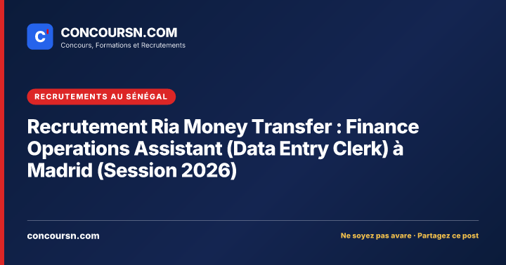 Illustration de l’article : Recrutement Ria Money Transfer : Finance Operations Assistant (Data Entry Clerk) à Madrid (Session 2026)