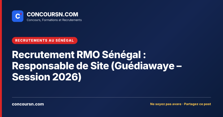Illustration de l’article : Recrutement RMO Sénégal : Responsable de Site (Guédiawaye – Session 2026)