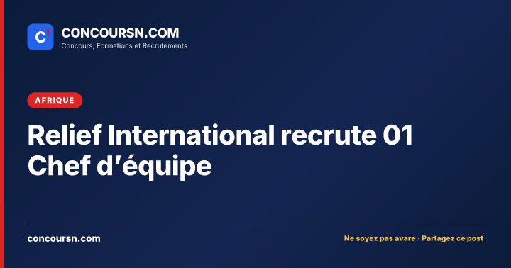 Illustration de l’article : Relief International recrute 01 Chef d’équipe