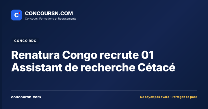 Illustration de l’article : Renatura Congo recrute 01 Assistant de recherche Cétacé