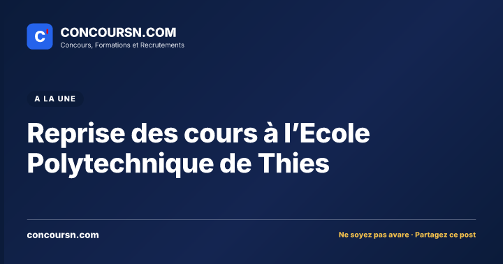 Reprise des cours à l’Ecole Polytechnique de Thies